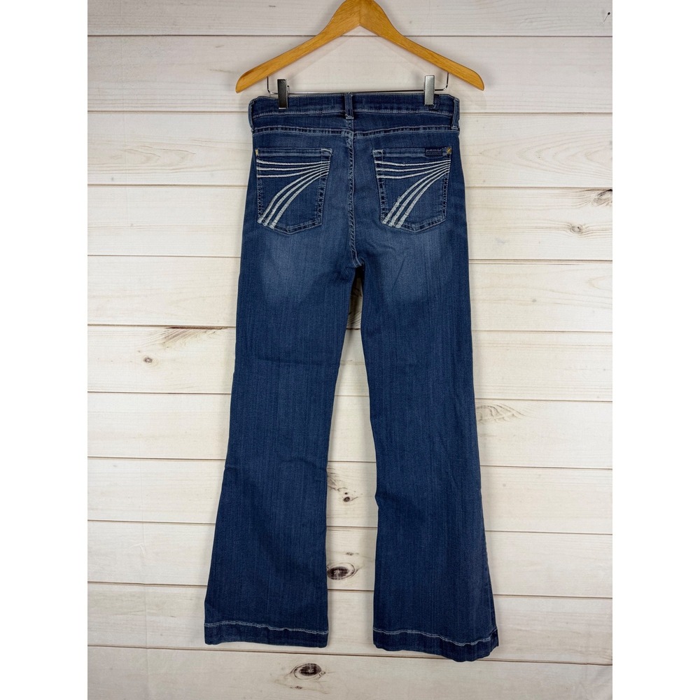 7 For All Mankind Jeans Womens 29 Dojo Flare Dark Wash Wide Leg Signature Pocket - Picture 2 of 10